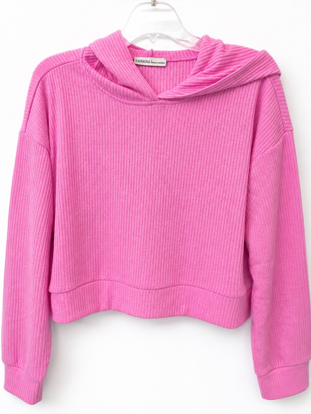 Zenana Drop Shoulder Lightweight Ribbed Hoodie